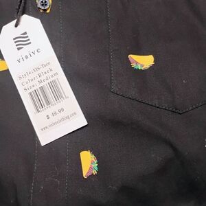 Visive Taco Print Short Sleeve Button Mens Medium AOP Novelty Unique NEW NWT D